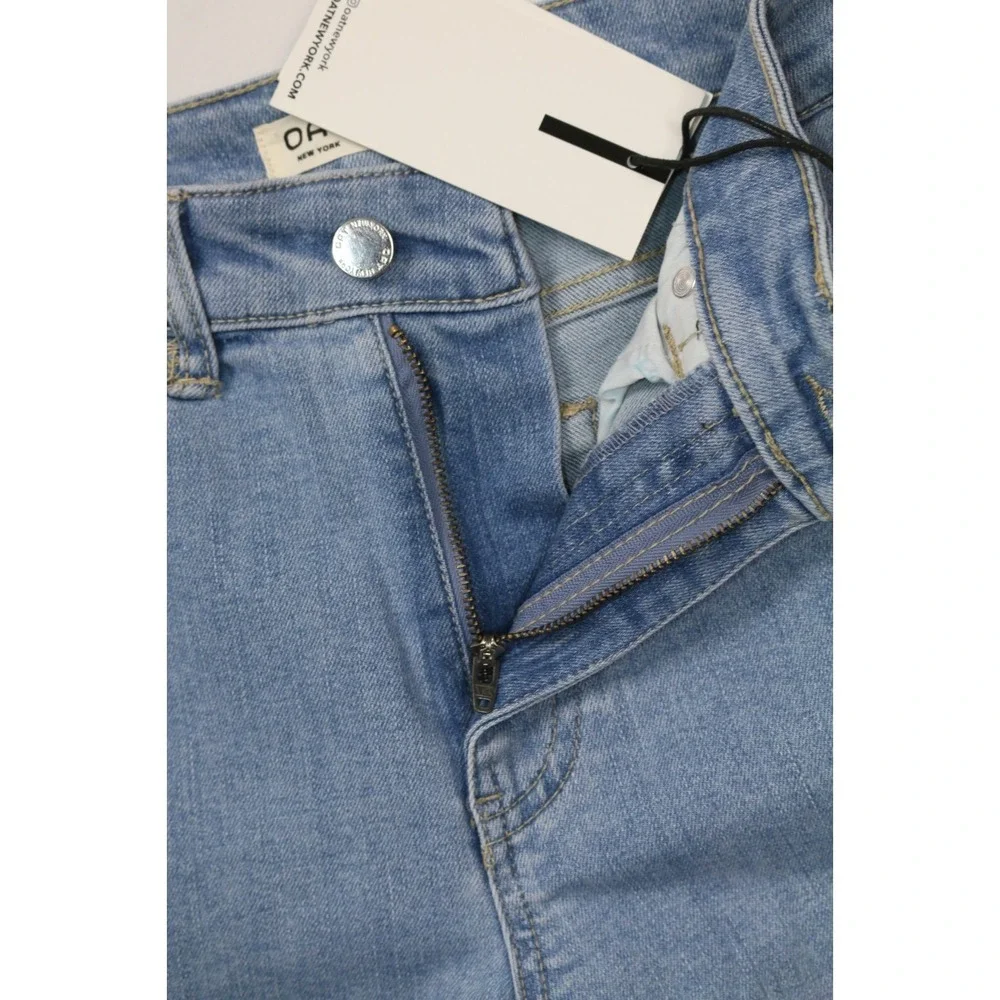 OAT New York Mid Rise Straight Ankle Jeans Women 6/28 NWT Light Wash Raw Hem